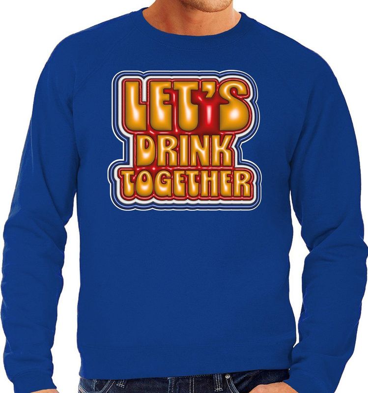 Bellatio Decorations Koningsdag sweater heren - let' drink together - blauw - oranje feestkleding