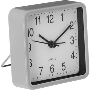 Atmosphera Wekker/alarmklok Dawn - zilver - kunststof - 8 x 8 cm - met standaard- batterij voeding