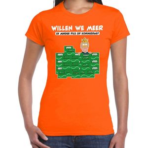 Bellatio Decorations Koningsdag T-shirt dames - meer of minder - bier pils - oranje - feestkleding