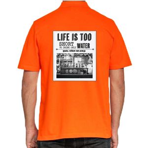 Bellatio Decorations Koningsdag polo voor heren - vintage poster - oranje - oranje feestkleding