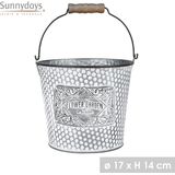 Sunnydays Emmer/plantenpot/bloempot - 2x - zink - zilver - D17 x H14 cm