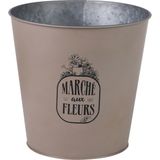 Sunnydays Emmer/plantenpot/bloempot - 2x - zink - taupe - D23 x H22 cm