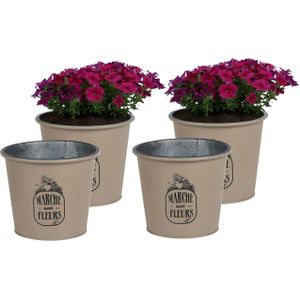 Sunnydays /plantenpot/bloempot - 4x - zink - taupe - D19 x H16 cm