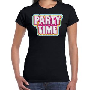 Bellatio Decorations Verkleed shirt dames - party time - zwart - foute party - carnaval themafeest