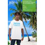 Bellatio Decorations Tropical party T-shirt heren - met glitters - wit blauw - carnaval themafeest