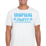 Bellatio Decorations - Tropical Party T-shirt - Wit - Met Glitters