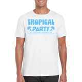Bellatio Decorations - Tropical Party T-shirt - Wit - Met Glitters