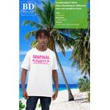 Bellatio Decorations Tropical party T-shirt heren - met glitters - wit roze - carnaval themafeest