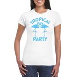 Bellatio Decorations - Tropical Party T-shirt - Lichtblauw - 100% Katoen