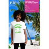 Bellatio Decorations Tropical party T-shirt dames - met glitters - wit groen - carnaval themafeest