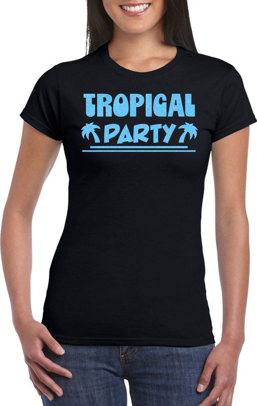 Bellatio Decorations - Tropical Party T-shirt - Zwart - Katoen