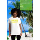 Bellatio Decorations Tropical party T-shirt dames - met glitters - wit/geel - carnaval/themafeest