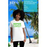 Bellatio Decorations Tropical party T-shirt dames - met glitters - wit groen - carnaval themafeest