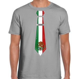 Bellatio Decorations Verkleed shirt voor heren - stropdas Mexico - grijs - supporter - themafeest