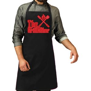 Bellatio Decorations Vaderdag cadeau schort - The Grillfather - barbecue/bbq - zwart - neon - heren