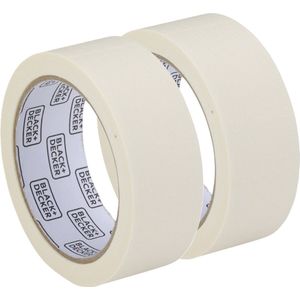 Black & Decker Afplaktape/schilderstape - 2x - wit - 36mm x 25m - voor binnen/buiten