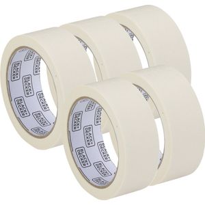 Black & Decker Afplaktape/schilderstape - 5x - wit - 36mm x 25m - voor binnen/buiten