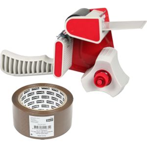 Benson Tape dispenser/houder - kunststof - incl. 2 rollen verpakkingstape