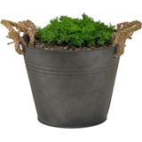 Plantenpot/bloempot Old Rope - 2x - rond - zink - antraciet - D35 X H25 cm - IJzeren emmer / teil