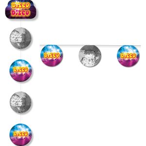 Disco eighties thema hangende versiering slingers pakket van 2x stuks - discoballen - karton