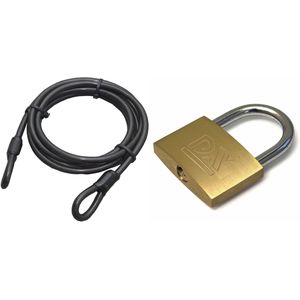 ASF Fischer staalkabel met hangslot 50 mm - kabel geplastificeerd 10m x 8mm - met sleutels - spullen vastzetten - anti diefstal