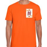 Bellatio Decorations Koningsdag T-shirt voor heren - kaarten koning - oranje - feestkleding