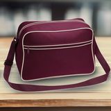 Bagbase Schoudertas Retro - bordeaux rood - met rits zakken - middelgroot - 40 x 28 x 18 cm - 18L
