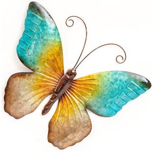 Anna's Collection - Wanddecoratie Vlinder - Blauw - Metaal - Buiten