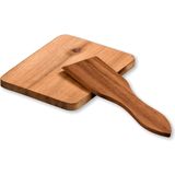 Kesper Gourmetspatels met onderzetters voor pannetjes - 8x - acacia hout - 13 x 4 cm - gourmetten