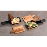 Kesper Gourmetspatels met onderzetters voor pannetjes - 8x - acacia hout - 13 x 4 cm - gourmetten