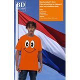 Bellatio Decorations Koningsdag T-shirt voor heren - Smile Emoticon - oranje - feestkleding