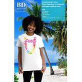 Bellatio Decorations Tropical party T-shirt dames - bloemenkrans - licht roze - carnaval themafeest