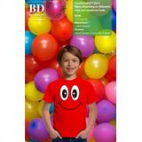 Bellatio Decorations - Verkleed T-shirt - Rood - Smile Emoticon - Voor Kinderen