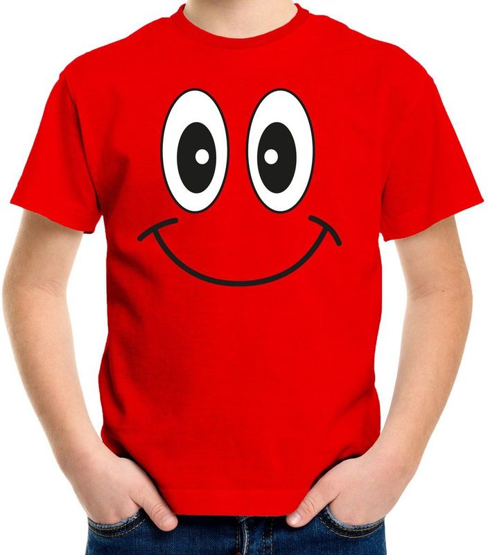 Bellatio Decorations - Verkleed T-shirt - Rood - Smile Emoticon - Voor Kinderen