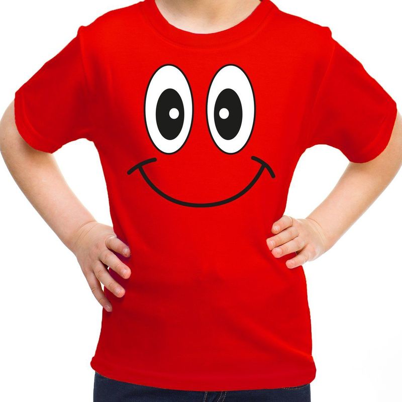 Bellatio Decorations - Verkleed T-shirt - Rood - Smile Emoticon - Feestkleding