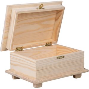 Rayher hobby Houten kistje met sluiting en deksel - 19 x 10 x 13 cm - Sieraden/spulletjes/sleutels - kleine kistjes