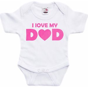 Baby rompertje - i love my dad - roze - glitter - kraam cadeau