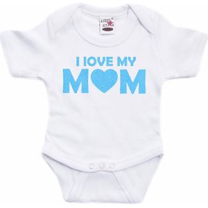 Bellatio Decorations - Rompertje - Blauw - I Love My Mom - Kraam Cadeau