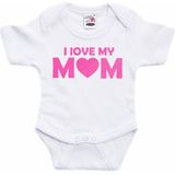 Baby rompertje - i love my mom - roze - glitter - kraam cadeau - Rompertjes
