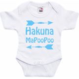 Bellatio Decorations - Rompertje - Wit - Katoen - Met Blauwe Glitter Opdruk