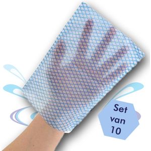 Top kwaliteit Wegwerp Washandjes | SET VAN 10 | Blauw/wit | Ideaal voor vakantie !!
