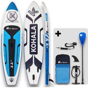 RUNWAVE Dubbellaags SUP 11’0 Pro | PREMIUM Layer Supboard | Complete Set met Peddel, Pomp & Rugzak | 335x84x15 CM | Stand Up Paddle Board | Hoge Kwaliteit, extra Stabiel en Robuust | TOT 160 KG | Leef Het Avontuur, Voel De Vrijheid!