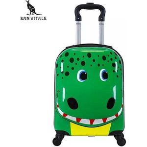 San Vitale® - Lichtgewicht reis koffer - Trolley - Handbagage - Dino - Krokodil - Groen