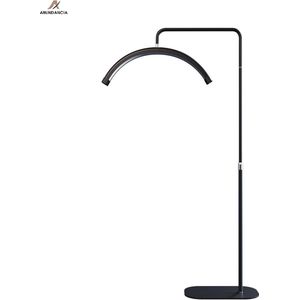 Abundancia® - Deluxe LED Moon Light - Behandellamp - 360° Rotatie - Salonlamp - Moonlight - Behandel lamp - Incl. smartphonehouder - Beauty - Tattoo - Massage - Nagelstyliste - Make-up - Verlichting - Grootste variant! - Zwart