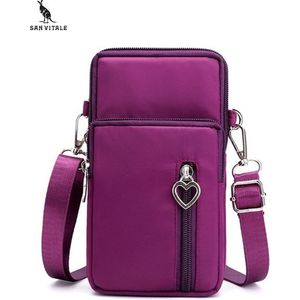 San Vitale® - Casual telefoon tas - Schoudertasje - Telefoontasje - Heuptas - Wandel/Sport/Mobiele Telefoon/Smartphone - Aubergine