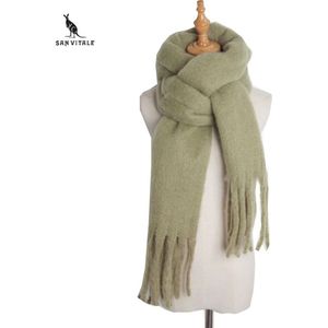 San Vitale® - 1.8 Luxe Winter Sjaal - Winter - Wol Mix - Pashmina/Wool Shawl - Omslagdoek - Olijf groen - Pistache groen