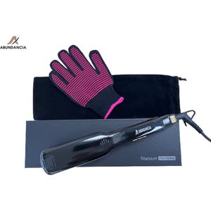 Abundancia® - Titanium Stijltang met Brede plaat - 42mm Brede plaat - Dun/Normaal/Dik haar - Max. 230° - Krultang - Incl. Hittebestendige antislip Handschoen en bewaarhoes - Hair Straightener -