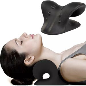 Nekstretcher – Massagekussen – Nekmassage Apparaat – Shiatsu massagekussen – Kussen voor nekklachten – Nek stretcher - Zwart - ATHLIX