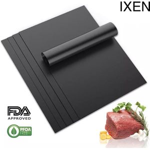 Bakmat 5 stuks - XXL 33x40cm - Ovenmat - Anti kleef mat - Herbruikbaar - Afwasbaar - Oven - Non stick quality - BBQ - Barbecue grill mat - Barbecue grid - BBQ accesoires - Zwart - IXEN