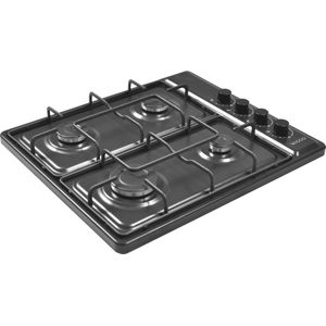 Wiggo WH-G604F(B) - Vrijstaande gaskookplaat - 4 kookzones - Zwart